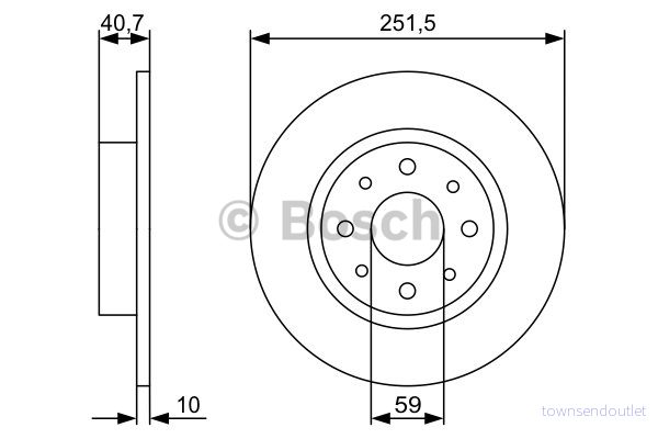BOSCH 0 986 479 502 Disque de frein 251 10 4 98 plein huilé avec vis/boulons ALFA ROMEO: MiTo