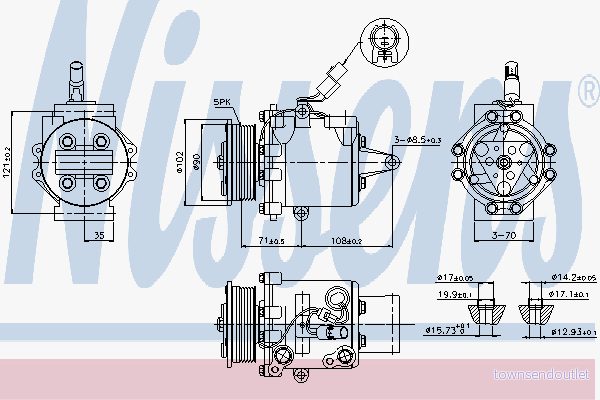NISSENS 89591 Compresseur De Climatisation MSC060CA 12 PAG 46 R 134a MITSUBISHI: COLT 6 5707286369689