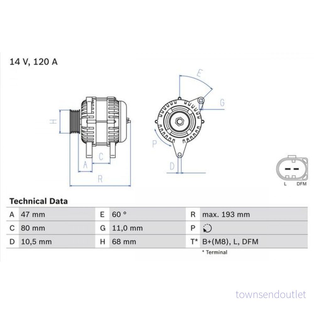 BOSCH 0 986 042 820 Alternateur 14V 120A IVECO: DAILY 3, 3 Kasten/Kombi, Bus