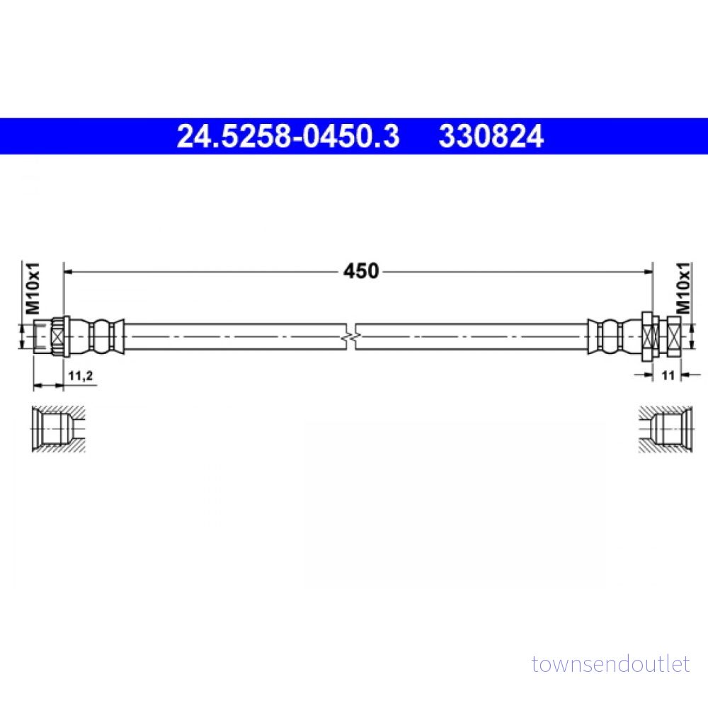 ATE 24.5258 0450.3 Flexible De Frein 450 RENAULT: MASTER 2 Kasten, Pritsche/Fahrgestell, Bus, OPEL: Movano A Van 4006633263665