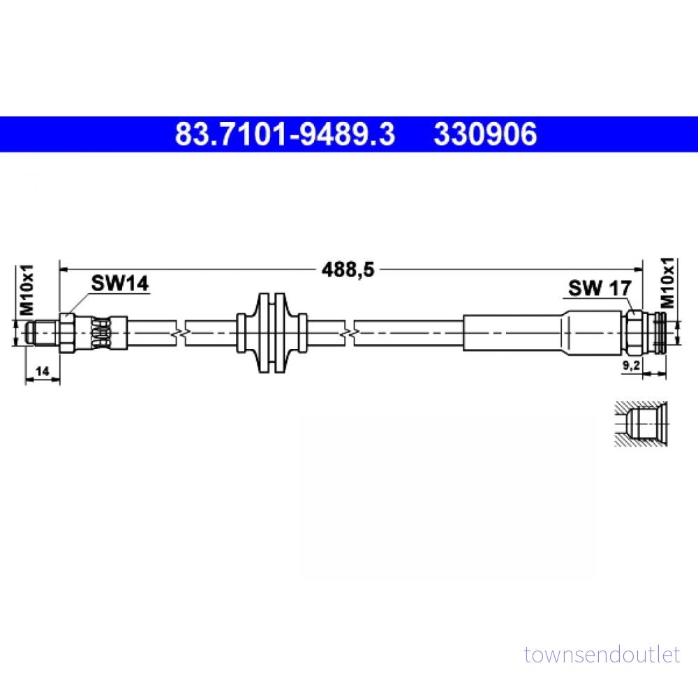 ATE 83.7101 9489.3 Flexible De Frein 488,5 M10x1 FIAT: Ducato III Сamion à Plateau / Сhâssis, Van, Minibus 4006633321808
