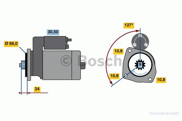 BOSCH 0 986 022 760 Démarreur 12 2,2 9 LAND ROVER: Defender SUV, Discovery 2, SUV Cabriolet