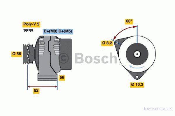 BOSCH 0 986 038 771 Alternateur 14V 80A PEUGEOT: 306 3/5 portes, Partner I Van, 106 II CITROËN: Saxo portes 3165141066715