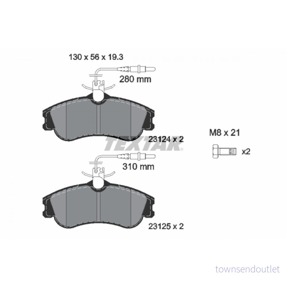 TEXTAR 2312401 Jeu de plaquettes frein avec contact du palpeur d'usure intégré vis d'étrier PEUGEOT: 306 3/5 portes, Partner II Van 4019722206993