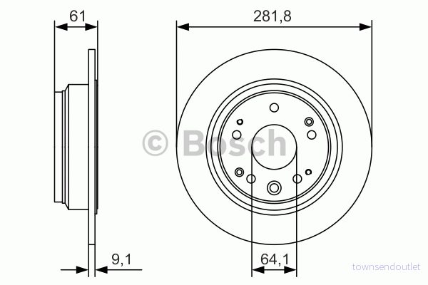 BOSCH 0 986 479 A91 Disque de frein 281,8 9,1 5 114,3 plein huilé HONDA: Accord 7 Tourer 4047025362948