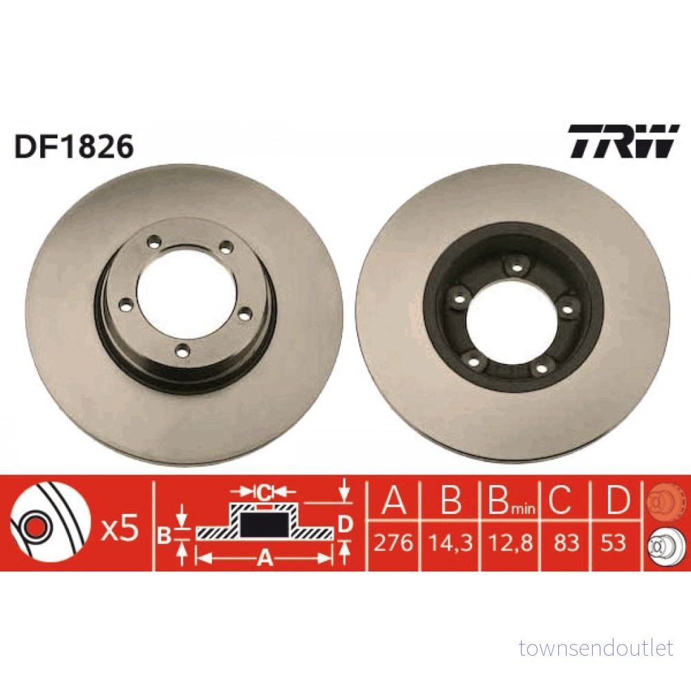 Bromsskiva TRW DF1826 3322936182603 Bromsskiva TRW DF1826 3322936182603