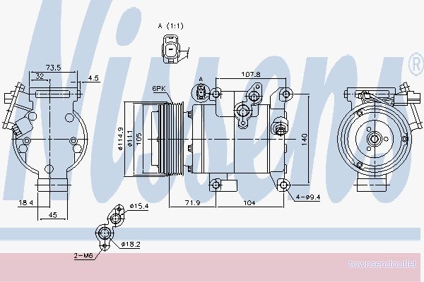 Kompressor, klimatanläggning Nissens 890045 5707286382794