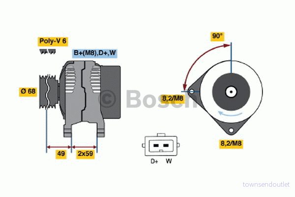 BOSCH 0 986 040 360 Alternateur 14V 120A VOLKSWAGEN: Transporter 4 Bus, 4, LT 28 35 II Bus 3165141163872