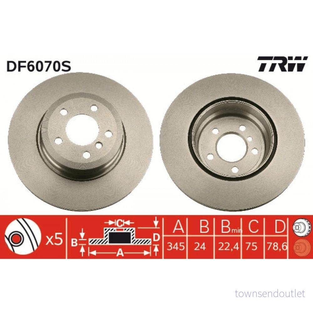 Bromsskiva TRW DF6070S 3322937991693