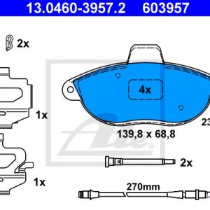 ATE 13.0460 3957.2 Jeu de plaquettes frein contact signal d’usure inclus avec accessoires PEUGEOT: Expert I Van, I, 806 4006633271448 ATE 13.0460 3957.2 Jeu de plaquettes frein contact signal d’usure inclus avec accessoires PEUGEOT: Expert I Van, I, 806 4006633271448