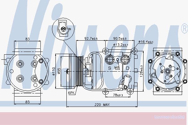 Nissens 89071 Kompressor, Klimatanläggning 5707286349445