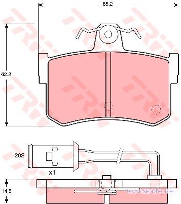 TRW GDB486 Jeu de plaquettes frein contact signal d'usure inclus avec vis d'étrier accessoires ROVER: 800 Berline, HONDA: LEGEND 1 3322936404866